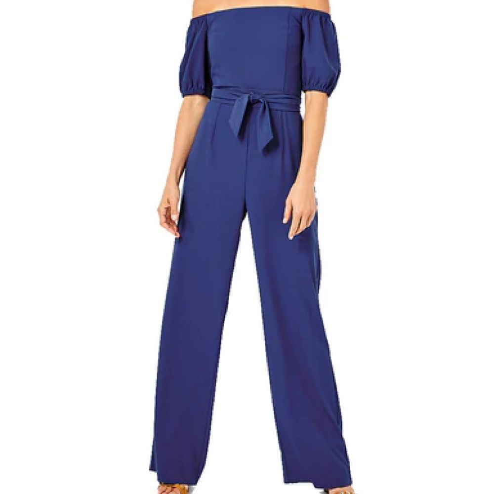Lilly Pulitzer Jada Off-The-Shoulder Jumpsuit in "Oyster Bay Navy" NWT